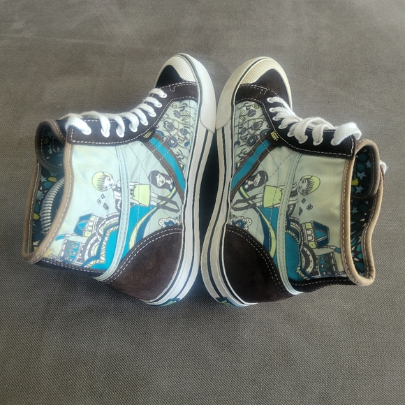 Vans Wellesley Starry Keren Skater High Tops Sz 8 Suede/Canvas Brown and White - Picture 6 of 9